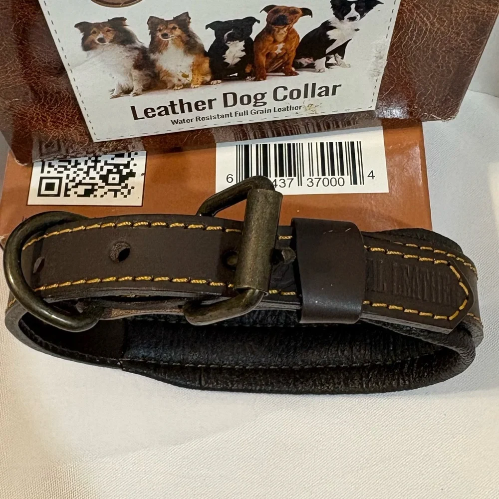 Logical Leather Brown full grain Leather Dog Collar Water‎ Resistant small